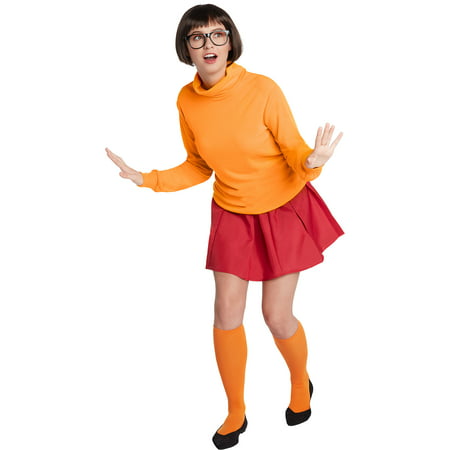 Jerry Leigh Scooby-Doo Velma Costume for Adults, Standard Size, Includes a Shirt, a Skirt, Glasses, and Knee
