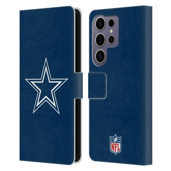 Head Case Designs NFL Dallas Cowboys Logo Plain Leather Book Wallet Case Cover For Samsung Galaxy S25 Ultra