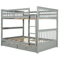 thumbnail image 3 of Full-Over-Full Bunk Bed with Ladders and Two Storage Drawers (Gray), 3 of 12
