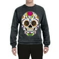 thumbnail image 2 of Wild Bobby Day Of The Dead Sugar Skull Pop Culture Unisex Crewneck Graphic Sweatshirt, Heather Black, Medium, 2 of 5