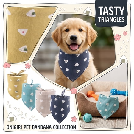 Racifhz Cute Rice Ball Printed Pet Bandana Scarf for Small Dogs and Cats for Parties Photography and Daily Grooming Needs for Pet Styling 1Pack A