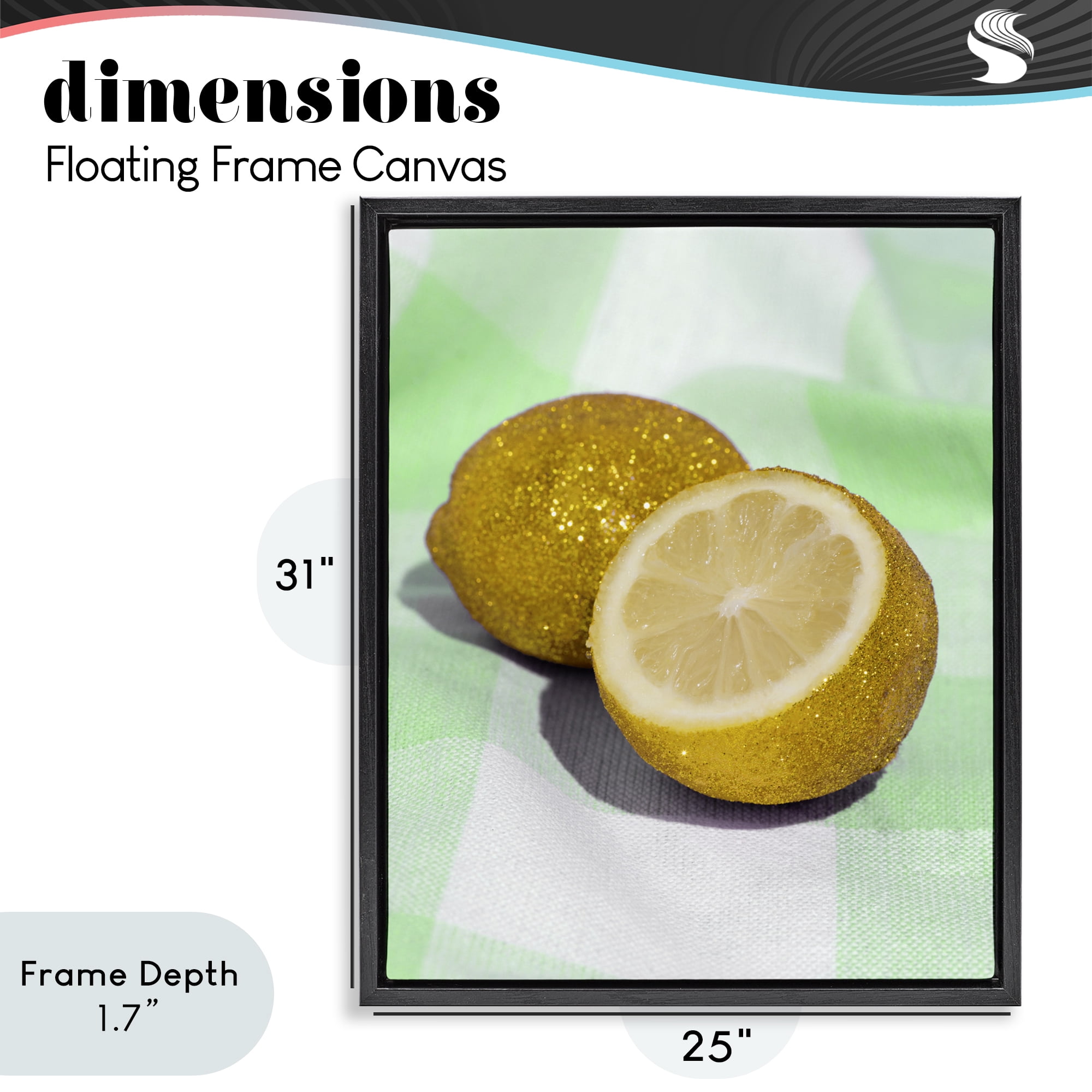 Stupell Industries Glimmer Lemon on Green Black Framed Floater Canvas Wall Art, design by LISH Creative
