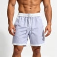 thumbnail image 4 of Men's Color Block Quick Dry Shorts 7-Inch, Elastic Waist Drawstring Casual Baggy Swim Trunks with Side Pockets, Lightweight Breathable Summer Beach Shorts Light Blue, 4 of 5