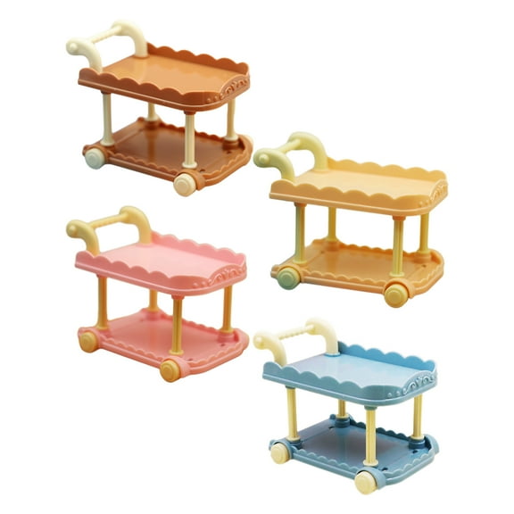 Homoyoyo Miniature Dollhouse Furniture Set 4pcs Assorted Colors Plastic Accessories for Dollhouse Decor