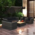 thumbnail image 1 of vidaXL 8 Piece Garden Lounge Set with Cushions Poly Rattan Grey, 1 of 5
