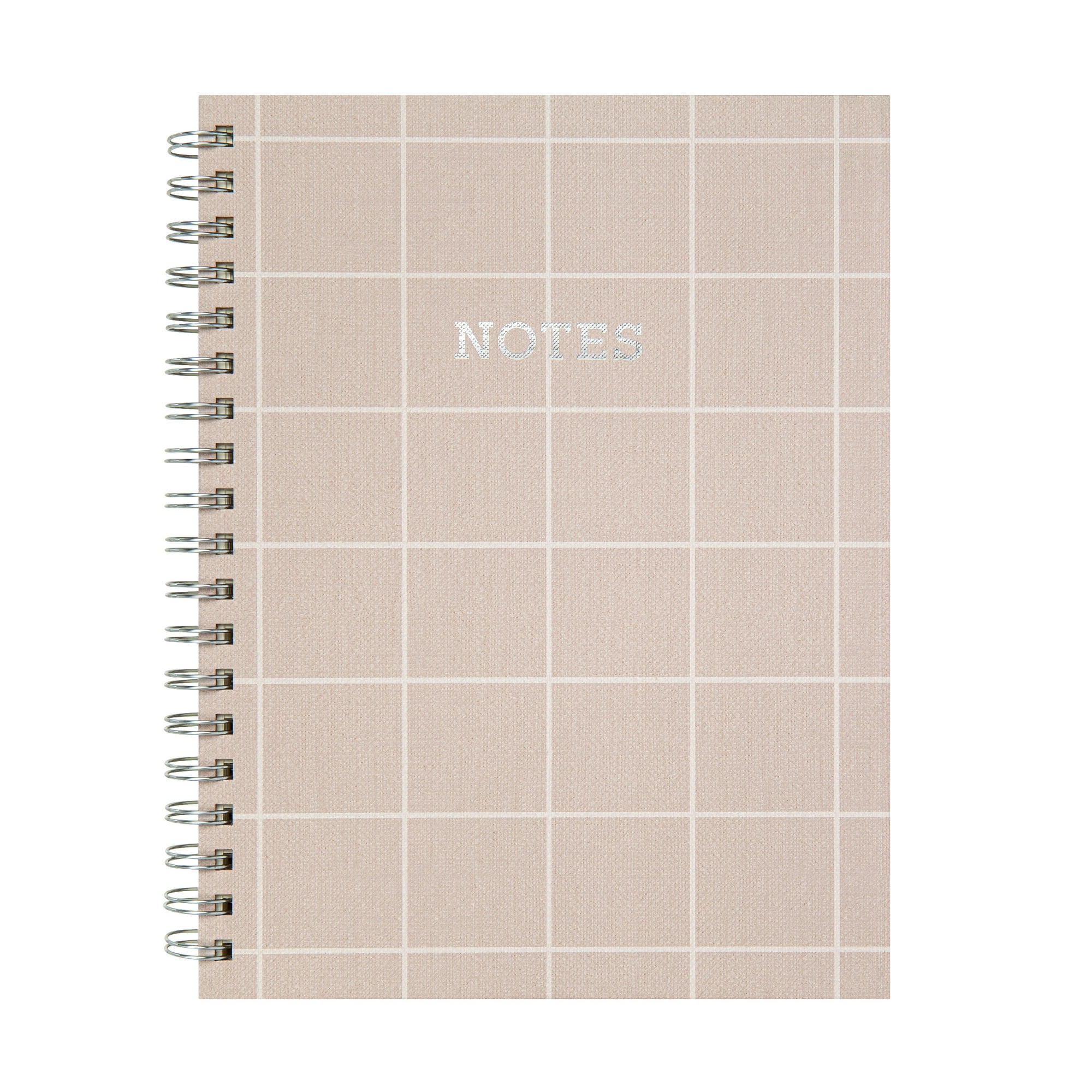 Mintgreen Spiral Bound Notepad, 7.4" x 9.75", Checked Tan, 105 Sheets