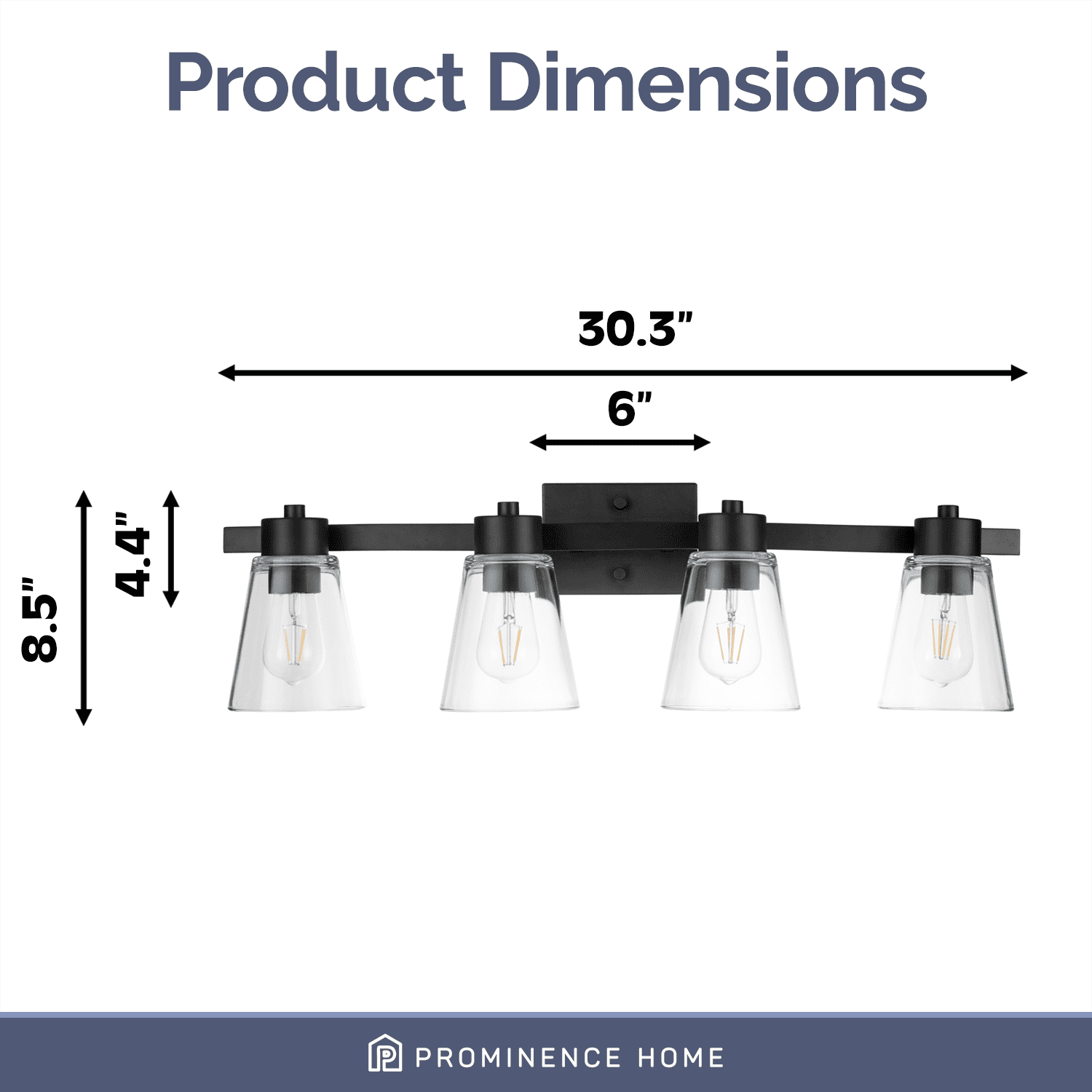 Prominence Home Fairendale 4-Light Matte Black Bathroom Vanity Light with Clear Glass Shade