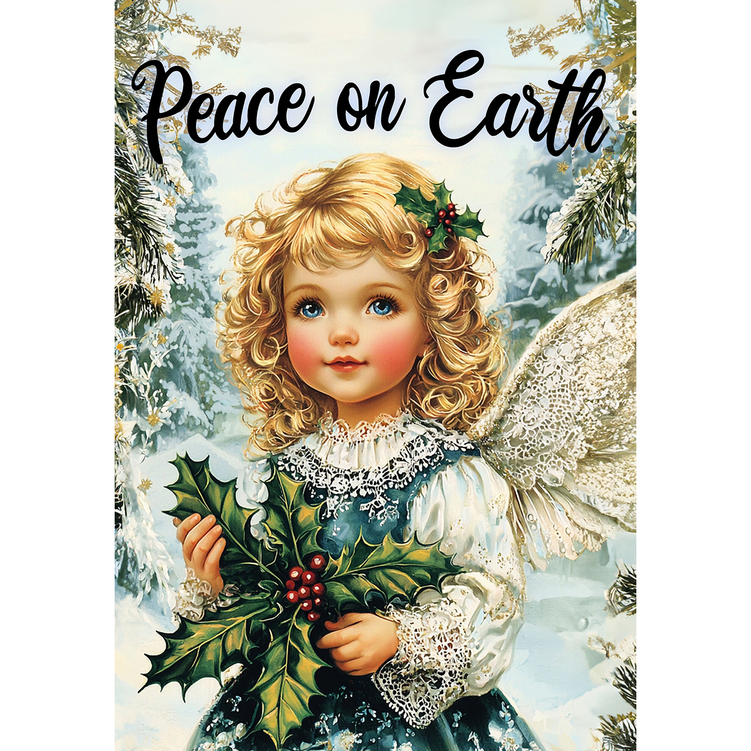 America Forever Peace on Earth Angel House Flag, 28 x 40 inches Double Sided, Vintage Christmas Angel Holiday Flag, Festive Winter Decor Outdoor Seasonal Flags for Yard, Lawn