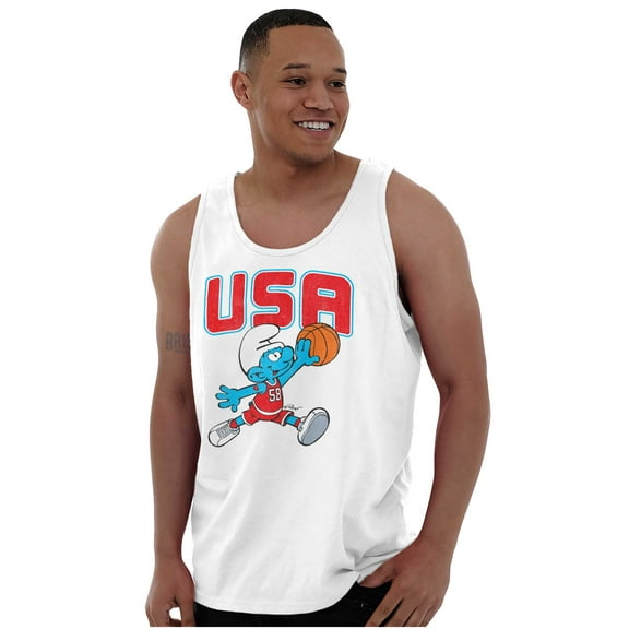 The Smurfs Basketball Player Team USA Tank Top Sleeveless Tee Men Brisco Brands S