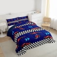thumbnail image 3 of Homewish Kids Teens Racing Car Full Size Comforter Sets 3-Piece,Extreme Sport Bedding Comforter Set,Geometric Plaid Grid Lightweight Bedding Sets,Luxury Bedroom Decor,Reversible, 3 of 8