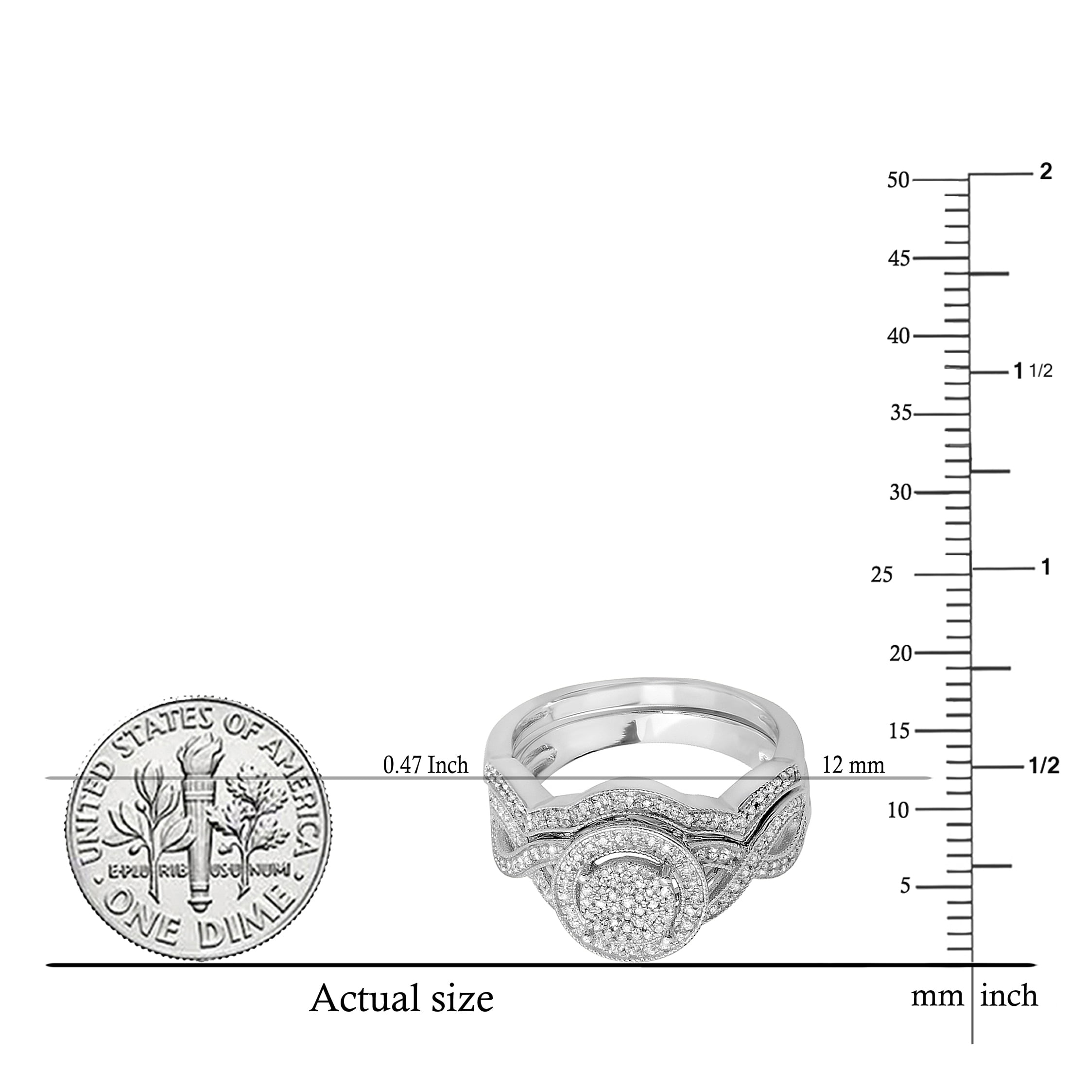Dazzlingrock Collection Round White Diamond Engagement Ring Set for Women (0.50 ctw, Color I-J, Clarity I2-I3) in 925 Sterling Silver, Size 5.5