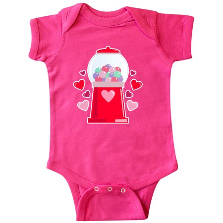 Inktastic Valentine's Day GumBall Machine with Hearts Newborn Short Sleeve Bodysuit Unisex Hot Pink Newborn