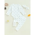 thumbnail image 2 of Nygoyerh Newborn Infant Girls Casual Outfit Heart Print Long Sleeve Crew Neck Romper with Long Pants and Headband Baby Clothing for 3M 6M 12M 18M, 2 of 8