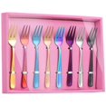 thumbnail image 1 of QIBORUN 18/10 Dinner Forks 5.5 inch Appetizers Desert Forks Finished Tasting Cocktail Mini Salad Fork Set Fruit Fork Children Fork 12 Pack, Mix Color, 1 of 8