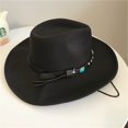 thumbnail image 2 of Sombrero de vaquero occidental de moda para mujer con vaquera de fieltro con ala enrollada JM, 2 of 5