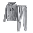 thumbnail image 2 of DPTALR Women's Casual Printed Hooded Drawstring Loose Long Sleeve Sweatshirt Tops And Long Pants Set Suits, 2 of 4