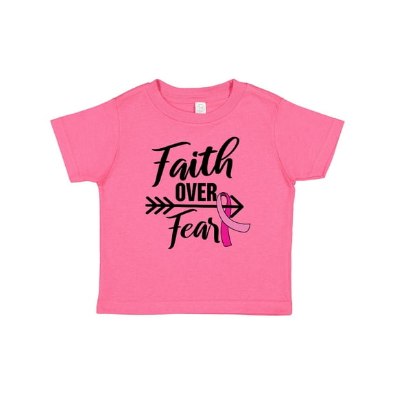 Inktastic Breast Cancer Awareness Faith over Fear with Pink Ribbon and Arrow Girls Baby T-Shirt