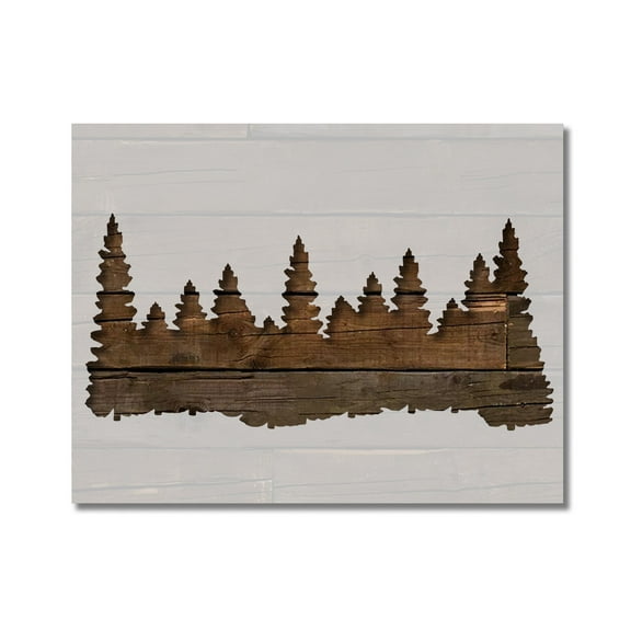 Forest Line Pine Trees Smokey Mountains Stencil Template Reusable 8.5 x 11 for Painting on Walls, Wood, Etc. By Stencilville