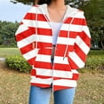 thumbnail image 2 of TFEOQRY Women's Drawstring Striped Hooded Sweatshirt Jackets Long Sleeve Zipper Tops Sweatshirt Pockets Hoodied Red, 2 of 5