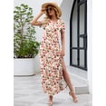 thumbnail image 3 of Chiclily Women's Summer Maxi Dress Loose Short Sleeve T-Shirt Long Dress Floral Casual Side Split Sundress with Pockets, S-2XL, 3 of 9