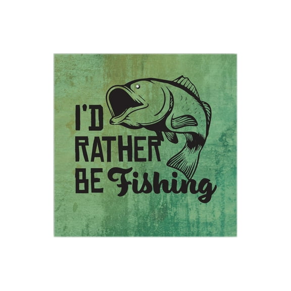 Rather Be Fishing Neon Green Fish 12 x 12 Wood Wall Sign Plaque