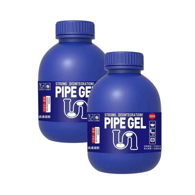 2 Pieces Strength Drain Cleaner Powerful Pipe Unclogging Agent For Kitchen Bathroom Sink Blockages 300Ml