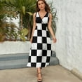 thumbnail image 5 of Black and White Checkerboard Sleeveless Dress elegant chic women dresses promotion women's evening dresses, 5 of 6