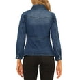 thumbnail image 3 of Allegra K Women's Button Down Long Sleeves Contrast Stitch Washed Denim Jacket, 3 of 6