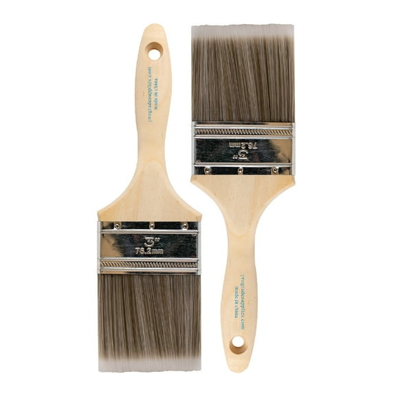 Vermeer Paint Brushes - 2-Pack - 3" Flat Brushes for All Latex and Oil Paints & Stains