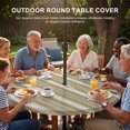 thumbnail image 3 of Round Outdoor Tablecloth with Umbrella Hole and Zipper, Brown Grey Striped Tablecloth with Elastic Waterproof, Farmhouse Stripes Modern Abstract Art Patio Table Covers for 45" - 54" Pool Tables, 3 of 9