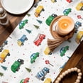 thumbnail image 3 of Cartoon Truck Table Runner 108 Inches, Funny Cute Colorful Car Tree Polka Dot Bed Runner Dresser Scarves Tabletop for Indoor Outdoor Parties/Ceremony/Banquet, 13"x 108", 3 of 9