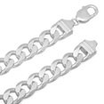 thumbnail image 2 of Men's 10.5mm Solid .925 Sterling Silver Flat Cuban Link Curb Chain Necklace, 24 inches, 2 of 7