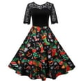 thumbnail image 2 of CEHVOM Robe de Fête Vintage à Manches Courtes et Col Rond pour Femmes de Noël, 2 of 8