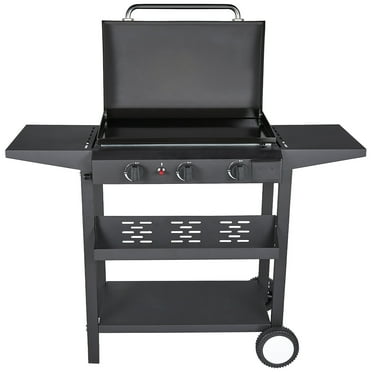 HONGGE 3-Burner Propane Gas Griddle Flat Top Grill with Side Shelf for Outdoor BBQ & Camping