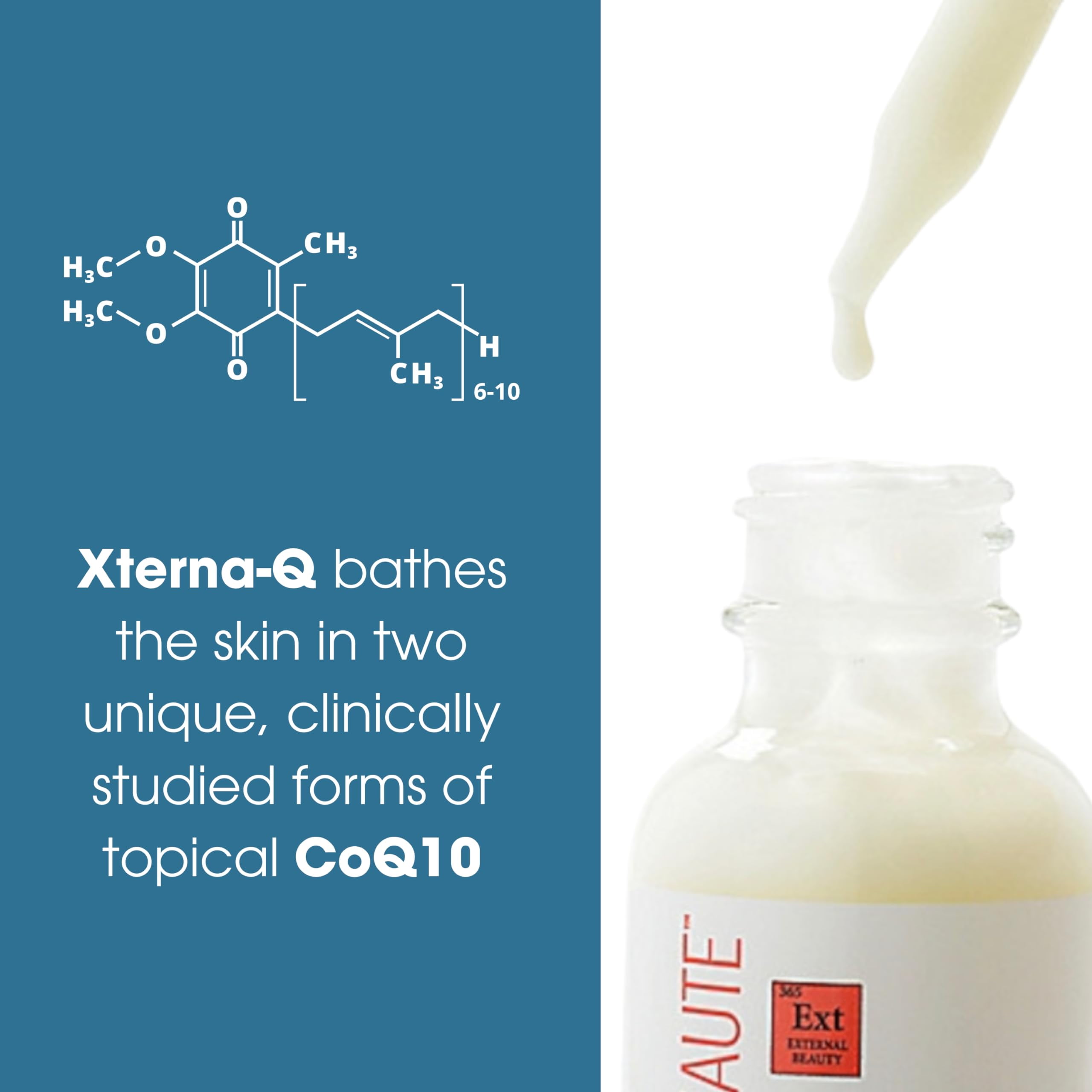 Consult Beaute Xterna-Q Topical CO-Enzyme Q10 Universal Anti-Aging Serum for Face and Neck 1 oz. - CoQ10 Peptides - Bergamot Fruit Oil - Antioxidant Skin Care