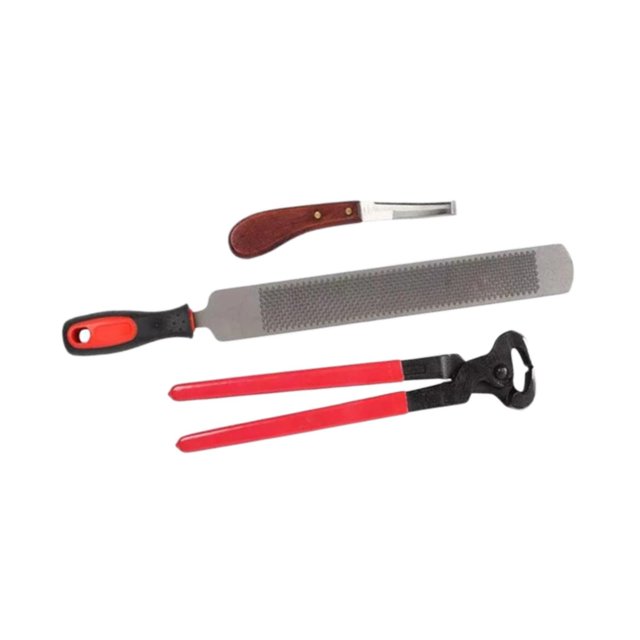 Lima para pezuñas de caballo, 3 piezas, para cortar pezuñas de caballo, con mango, suministros ecuestres, cuchillo de pezuñas, alicates para