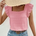 thumbnail image 6 of Mittory Women's Casual Summer Square Neck Tank Tops Sleeveless Ruffle Chiffon Blouses Top Shirts, 6 of 6