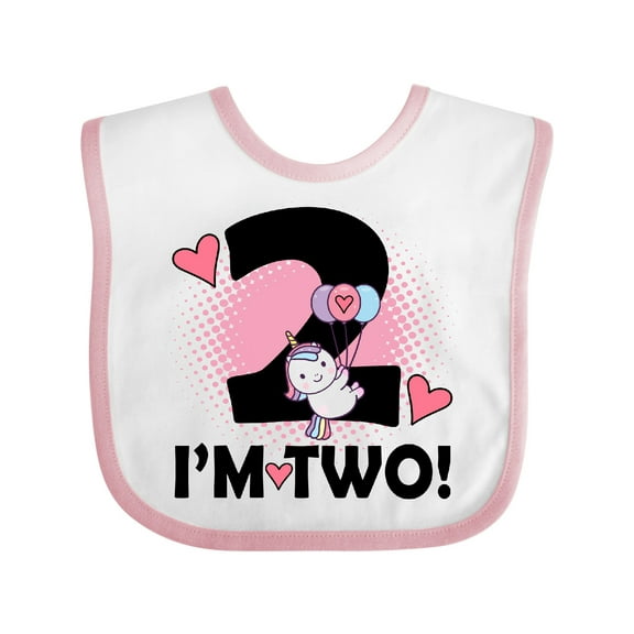 Inktastic 2nd Birthday 2 Year Old Girl Unicorn Girls Baby Bib
