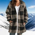 thumbnail image 2 of SHTXOZHI Women's Fuzzy Fleece Jackets Plush Plaid Warm Coat Winter Outerwear with Pockets, 2 of 6