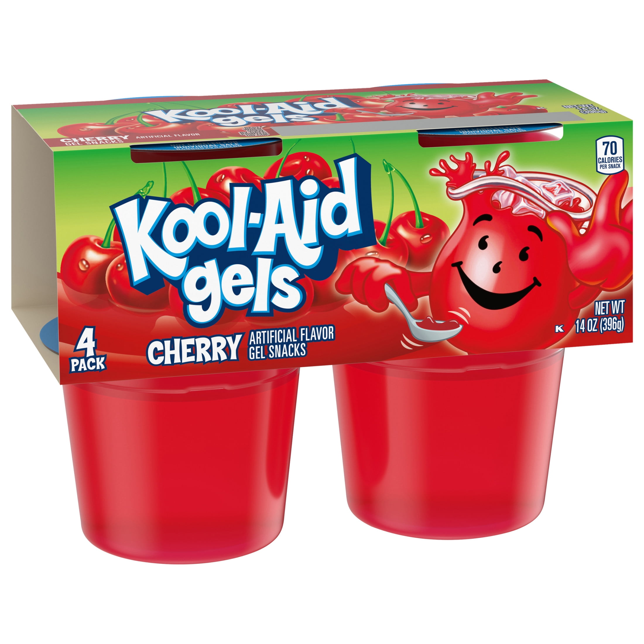 Kool-Aid Gels Cherry Jell-O Gelatin Snacks, 4 Ct Cups