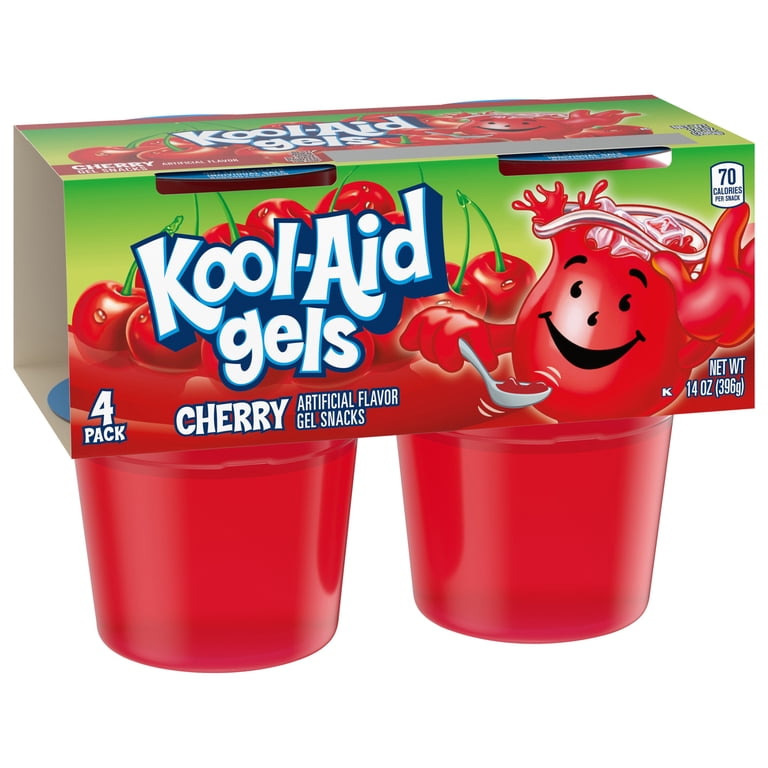 Kool-Aid Gels Cherry Jell-O Gelatin Snacks, 4 Ct Cups - Walmart.com