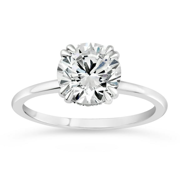 Spot Jewelry 1.9 Ct Brilliant Round Cut Ring - 14K White Gold Plated Rings - Solo Stone Engagement Wedding Ring for Women's - Beautiful Anniversary Rings for Her - Bridal Moissanite Jewelry for Her