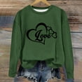 thumbnail image 2 of Women's Casual Crew Neck Graphic Sweatshirts Love Heart Print Long Sleeve Cute Tops Teens Girls Casual Spring T Shirts(Green,M), 2 of 5