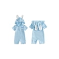 thumbnail image 2 of Cenuakty Baby Easter Romper Bunny Ear Design Embroidered Button Short Sleeve Hooded Jumpsuit, 2 of 9