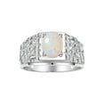 thumbnail image 1 of RYLOS Men's Rings Sterling Silver Designer Nugget Ring Oval 9X7MM Gemstone & Diamonds  Opal October Birthstone Rings For Man Size 12, 1 of 7