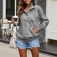 thumbnail image 4 of Oversized Sweatshirt for Women Quarter Button Henley V Neck Fleece Pullover Fall Long Sleeve Sweat Shirts with Pocket, 4 of 6