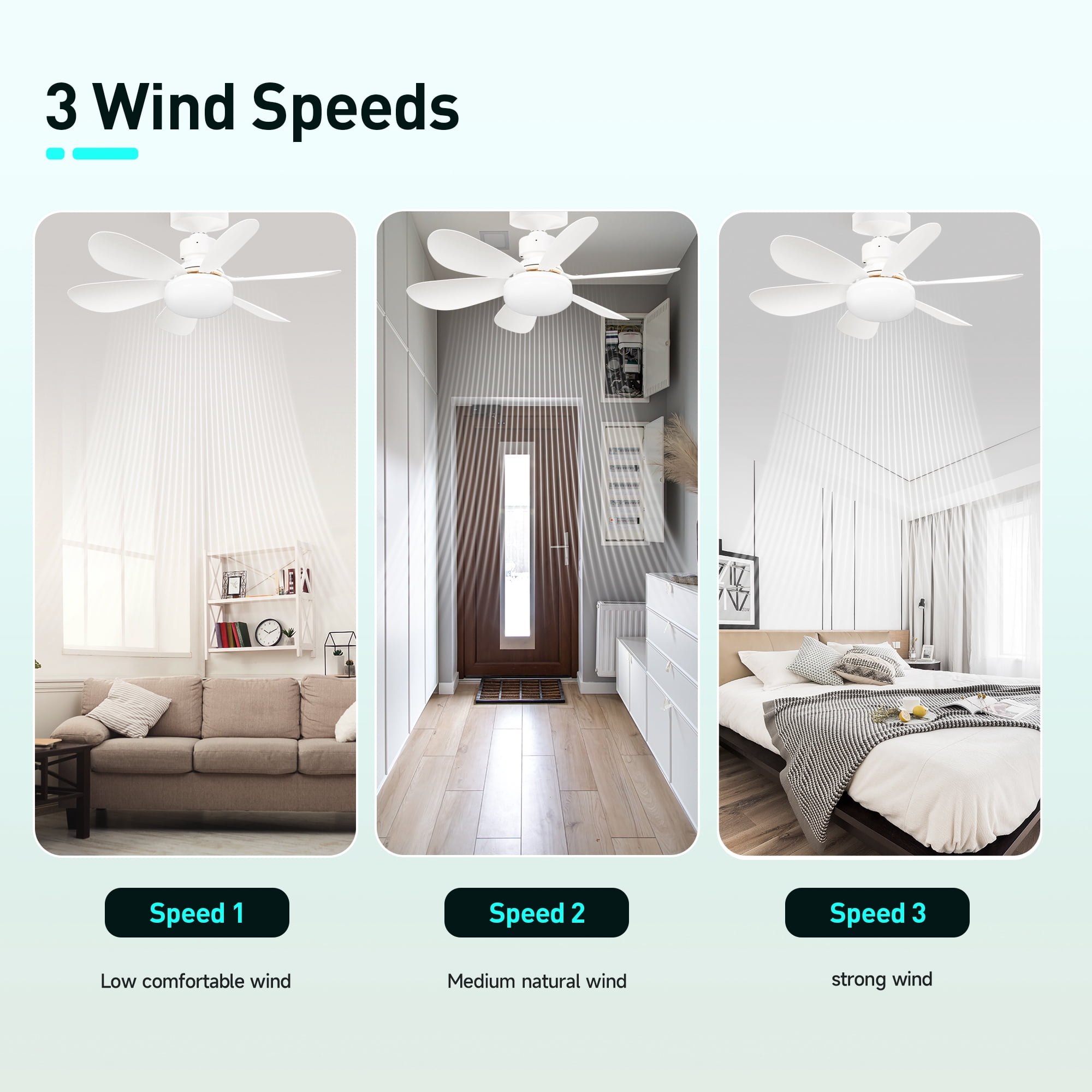 Summit Living 20.5" Acrylic Ceiling Fan with LED Light, Remote Control, 3 Speeds & 3 Color Models, White