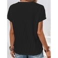 thumbnail image 4 of Wycnly Womens Tops Dressy Casual Plus Size Fashion Lightweight Irregular Slit Hem Tunic Tees Shirts Summer Short Sleeve Crewneck Tops Solid Blouse Black XXL, 4 of 6
