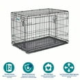 thumbnail image 3 of 36-Inch Two-Door iCrate Folding Dog Crate with Divider Panel Leak-Proof Tray Secure Latches Metal Wire Kennel for M-L Breeds Portable Durable Easy to Assemble, 3 of 8