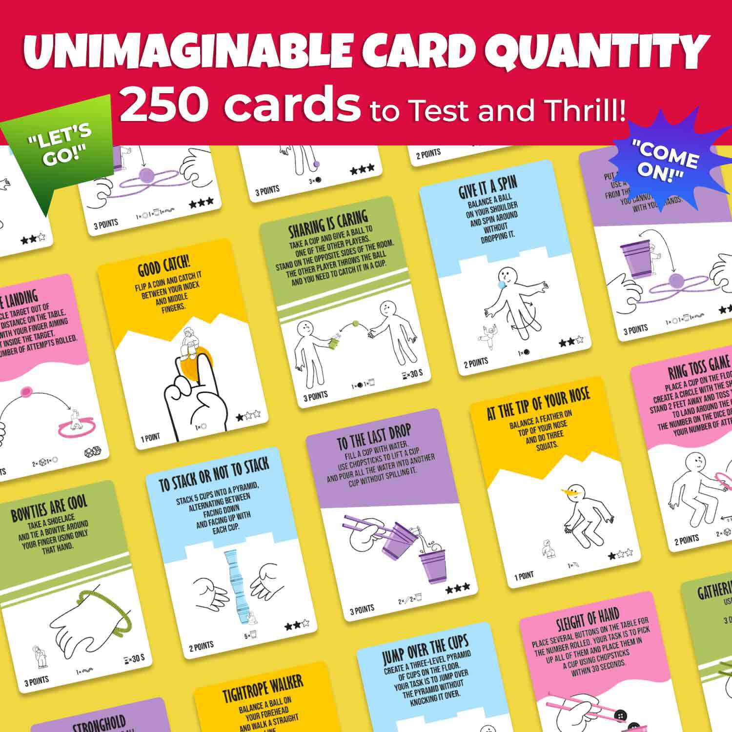 QUOKKA Family Game for Kids and Adults - 250 Unique Cards with Fun and Challenge Tasks - Perfect Game for Party